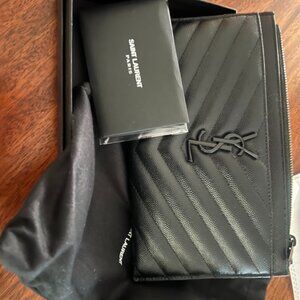 Saint Laurent Chevron Quilted Pouch